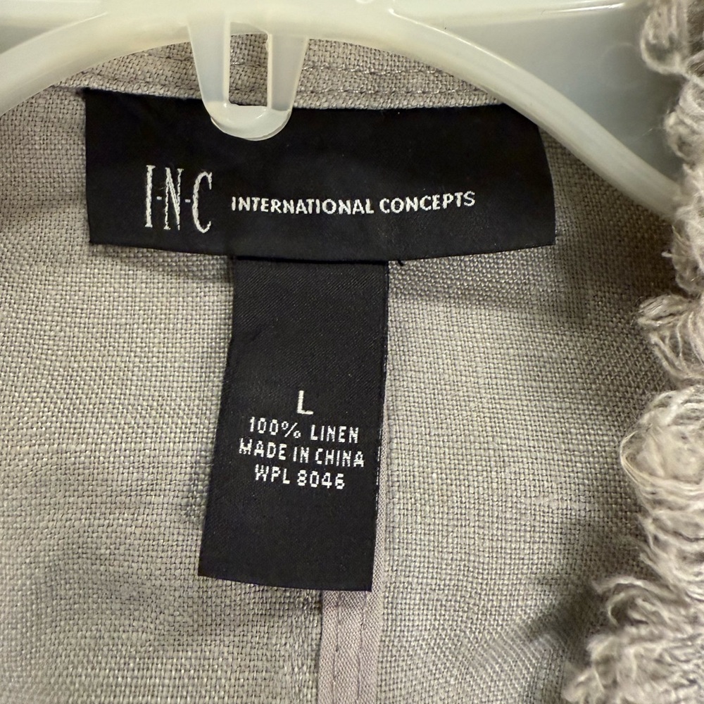INC International Concepts Frayed Edge Light Gray Blazer SzL - Picture 6 of 7